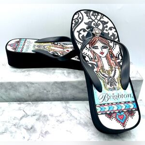 BRIGHTON Platform Flip-Flops Thong Sandals. Size 8